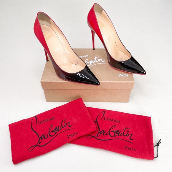 Christian Louboutin Shoes - Christian Louboutin Black & Red Ombre Kate 100 Patent Degrade Pumps 39.5 US 9.5